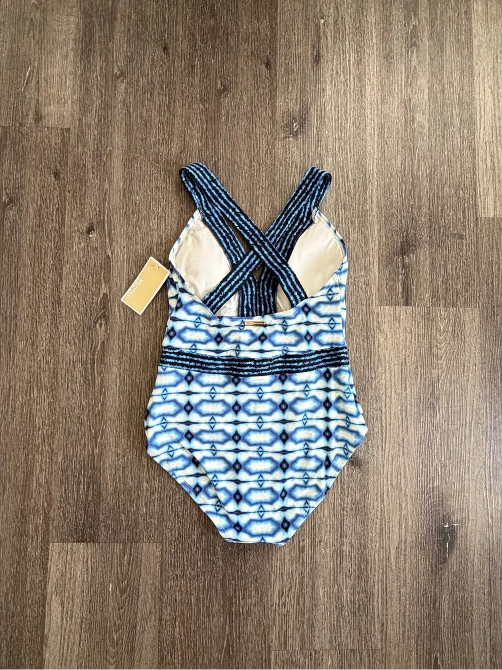 Michael Kors Navy and White Patterned One-Piece Swimsuit
